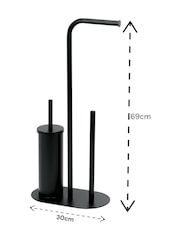 Showerdrape Black Aspen 3 in 1 Toilet Roll & Brush Combo - Image 2 of 2