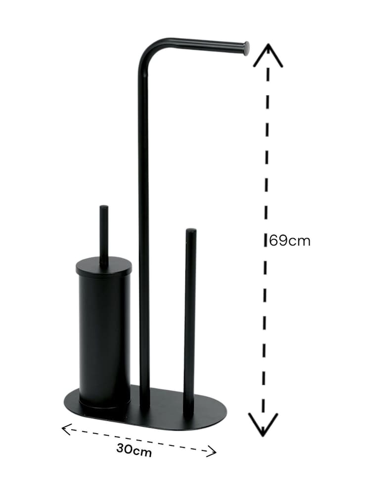 Showerdrape Black Aspen 3 in 1 Toilet Roll & Brush Combo - Image 2 of 2