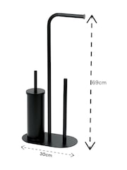 Showerdrape Black Aspen 3 in 1 Toilet Roll & Brush Combo - Image 3 of 3