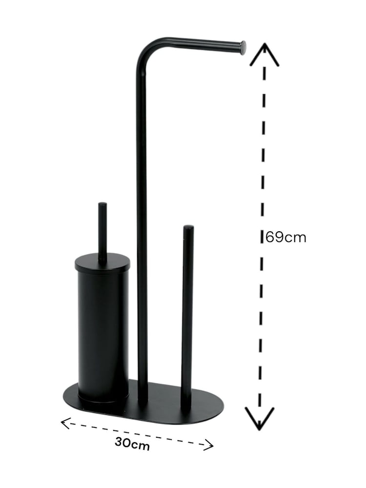 Showerdrape Black Aspen 3 in 1 Toilet Roll & Brush Combo - Image 3 of 3 Showerdrape Black Aspen 3 in 1 Toilet Roll & Brush Combo - Image 3 of 3