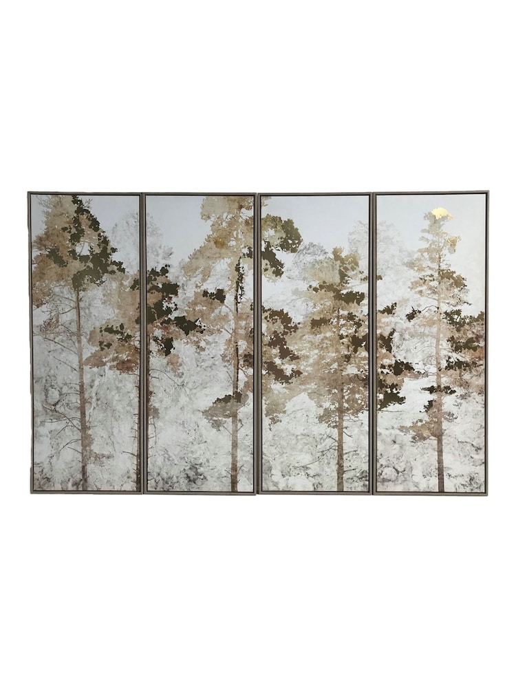 Libra Interiors Set of 4 Gold Natural Foil Trees Framed Wall Art Four - Image 2 of 3