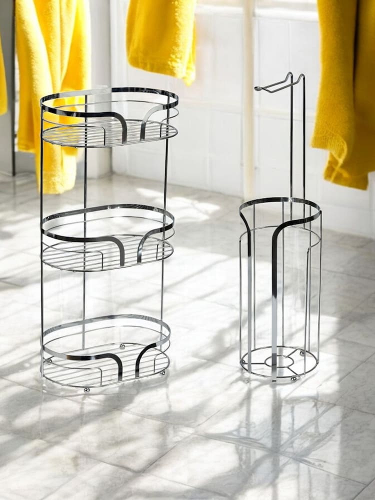 Showerdrape Chrome Dante Floor Caddy and Toilet Roll Holder - Image 1 of 4
