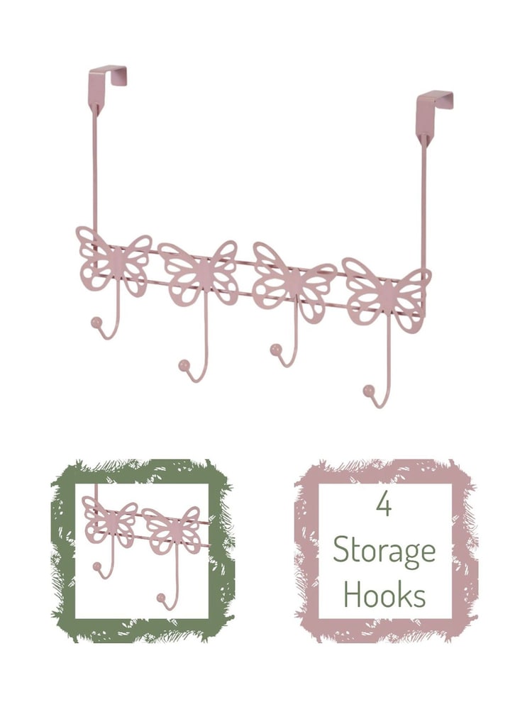 Showerdrape Set of 2 Butterflies Over Door Storage Hooks - Imagem 2 de 4