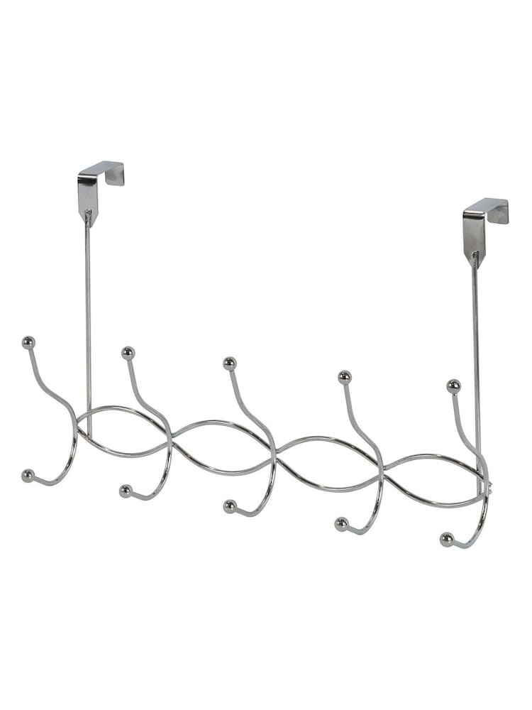 Showerdrape Set of 2 Chrome Waves Over Door Storage Hooks - Image 1 of 4