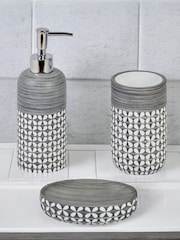 Showerdrape 4 Piece Grey Ravello Geo Floral Bathroom Accessory Set - Image 1 of 5