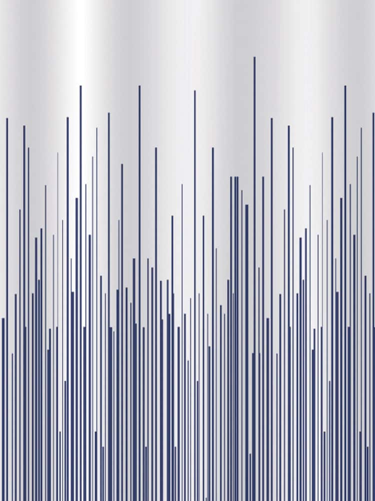 Showerdrape Navy Blue City Stripe Shower Curtain - Image 2 of 3 Showerdrape Navy Blue City Stripe Shower Curtain - Image 2 of 3