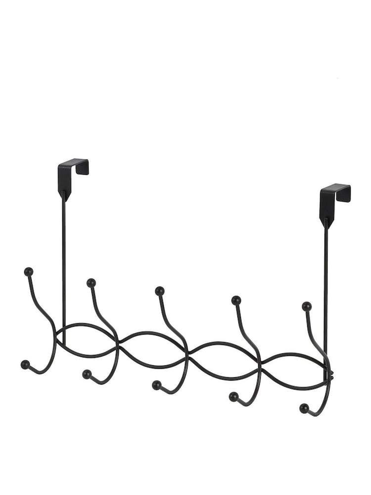 Showerdrape Set of 2 Black Waves Over Door Storage Hooks - Image 1 of 4