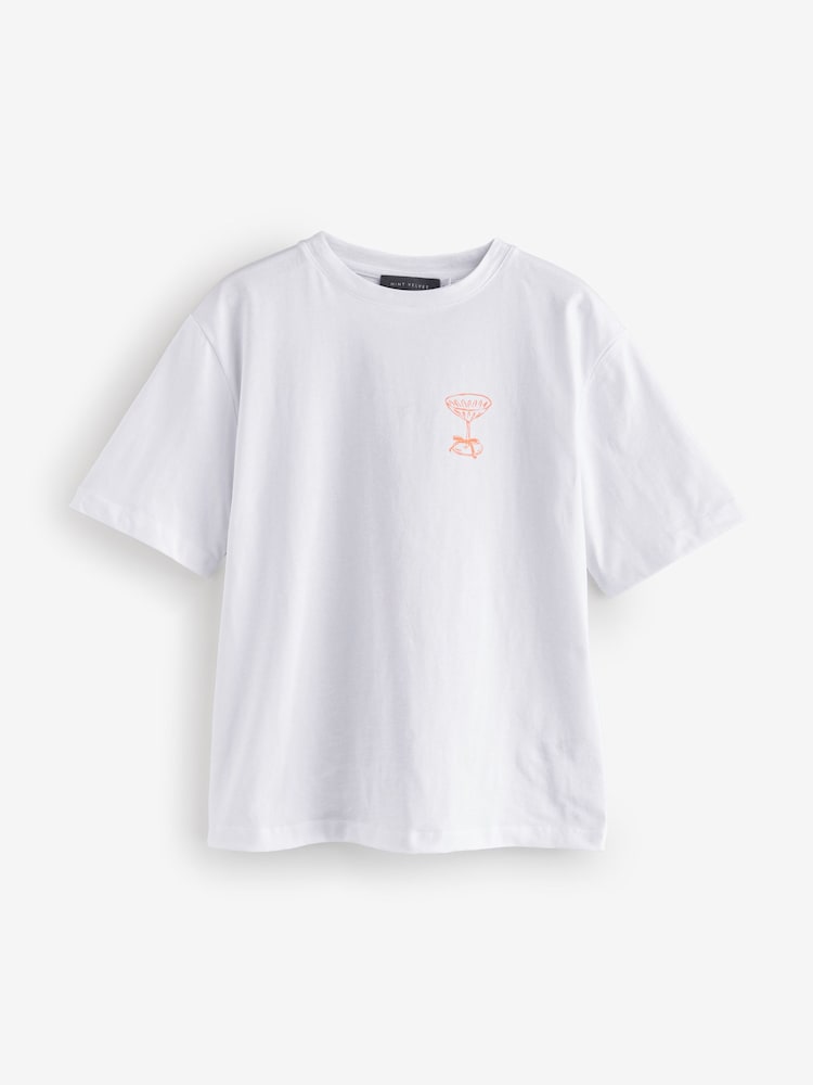 Mint Velvet White Relaxed Cocktail Club T-Shirt - Image 1 of 4