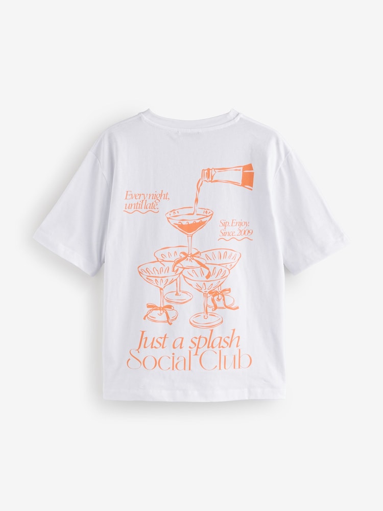 Mint Velvet White Relaxed Cocktail Club T-Shirt - Image 2 of 4