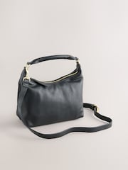 Black Leather Scooped Hand Held Bag - Image 1 of 5