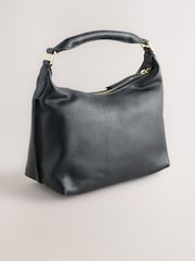 Black Leather Scooped Hand Held Bag - Image 2 of 5