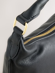 Black Leather Scooped Hand Held Bag - Image 3 of 5