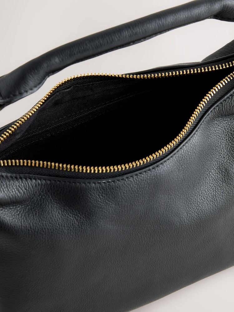 Black Leather Scooped Hand Held Bag - Image 5 of 5