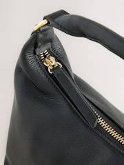 Black Leather Scooped Hand Held Bag - Image 8 of 9