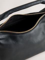 Black Leather Scooped Hand Held Bag - Image 9 of 9
