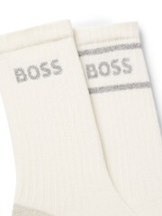 BOSS White Ribbed Logo Gift Set Socks 2 Pack - Image 3 of 5
