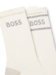 BOSS White Ribbed Logo Gift Set Socks 2 Pack - Image 4 of 5