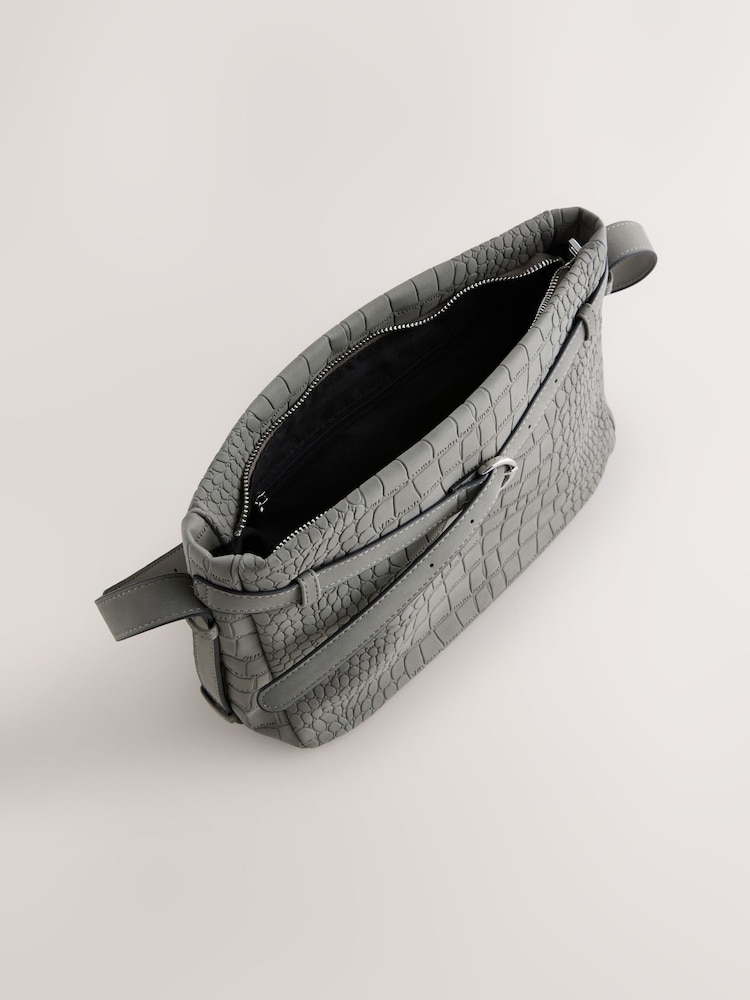 Grey Faux Suede Cross Body Bag - Image 2 of 5