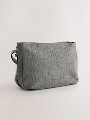 Grey Faux Suede Cross Body Bag - Image 3 of 5