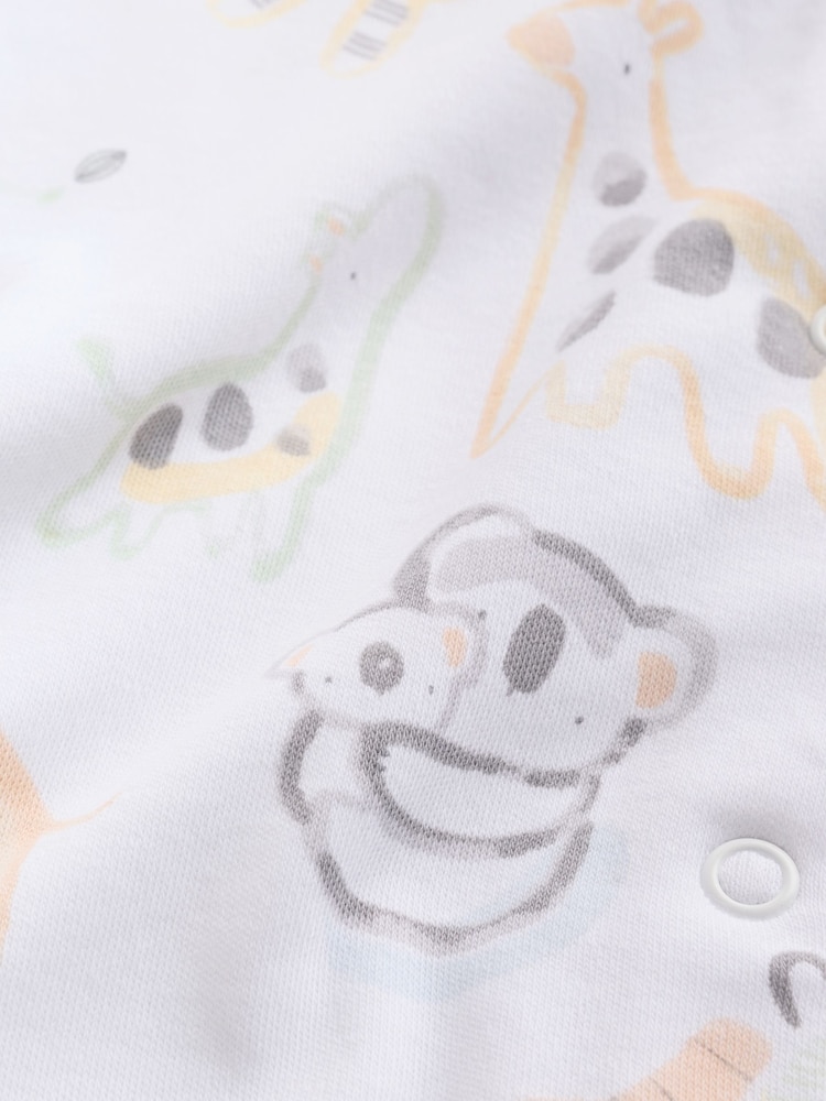 White Safari Baby Sleepsuits 3 Pack - Image 13 of 13