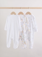 White Safari Baby Sleepsuits 3 Pack - Image 2 of 13