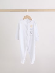 White Safari Baby Sleepsuits 3 Pack - Image 3 of 13