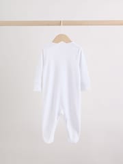White Safari Baby Sleepsuits 3 Pack - Image 4 of 13