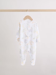 White Safari Baby Sleepsuits 3 Pack - Image 5 of 13