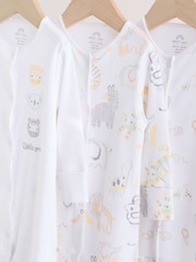 White Safari Baby Sleepsuits 3 Pack - Image 7 of 13