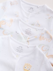 White Safari Baby Sleepsuits 3 Pack - Image 8 of 13