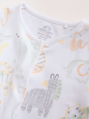 White Safari Baby Sleepsuits 3 Pack - Image 9 of 13