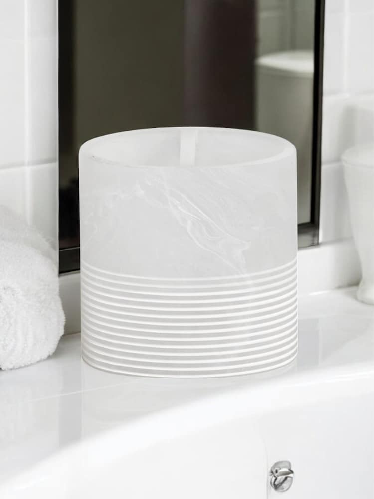 Showerdrape Frost Onyx White Bianco Striped Toothbrush Holder - Image 1 of 3