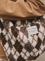 Chocolate Brown Borg Argyle Shoulder Bag - Image 5 of 10