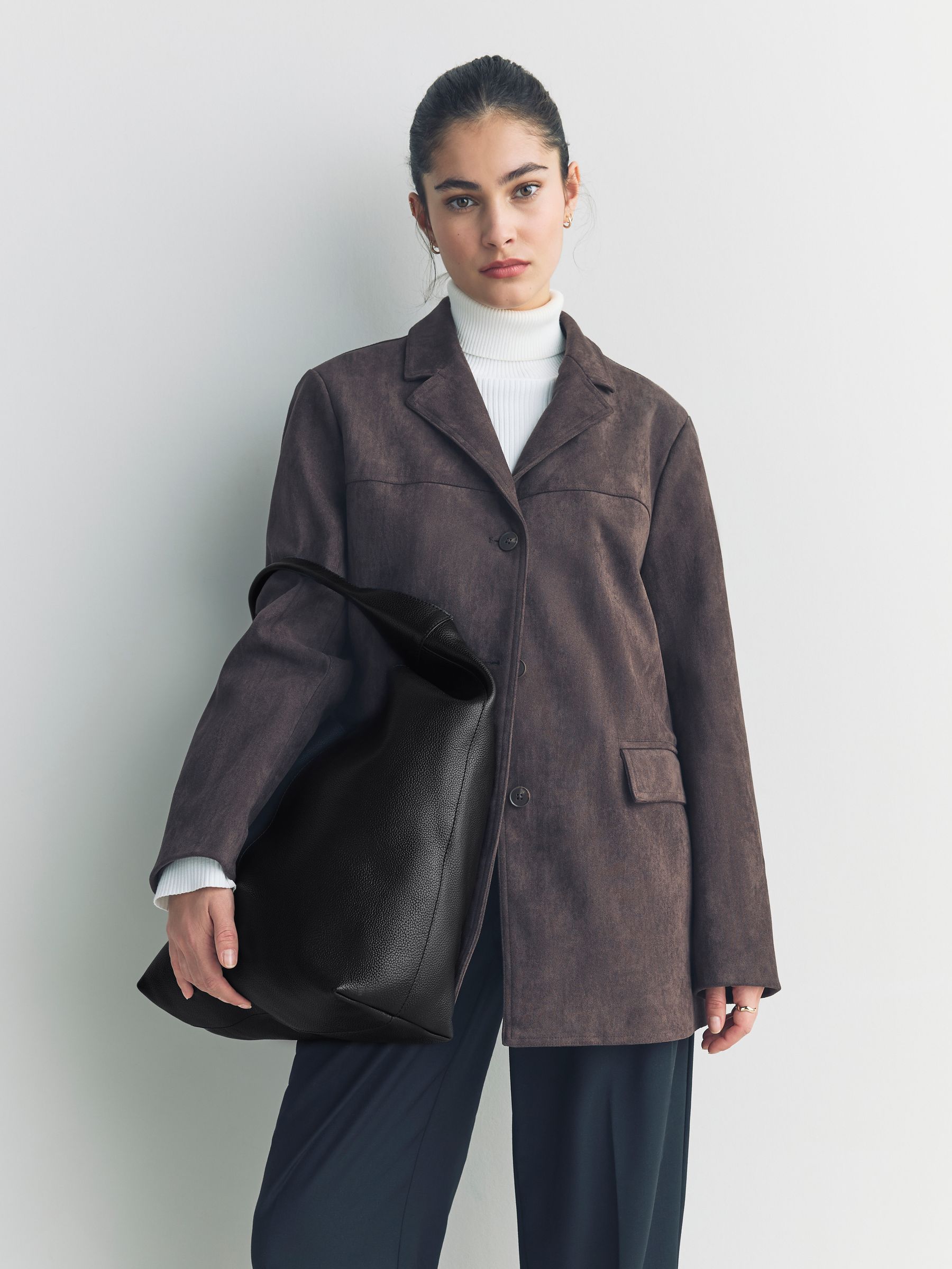 Black Leather Slouchy Shoulder Bag