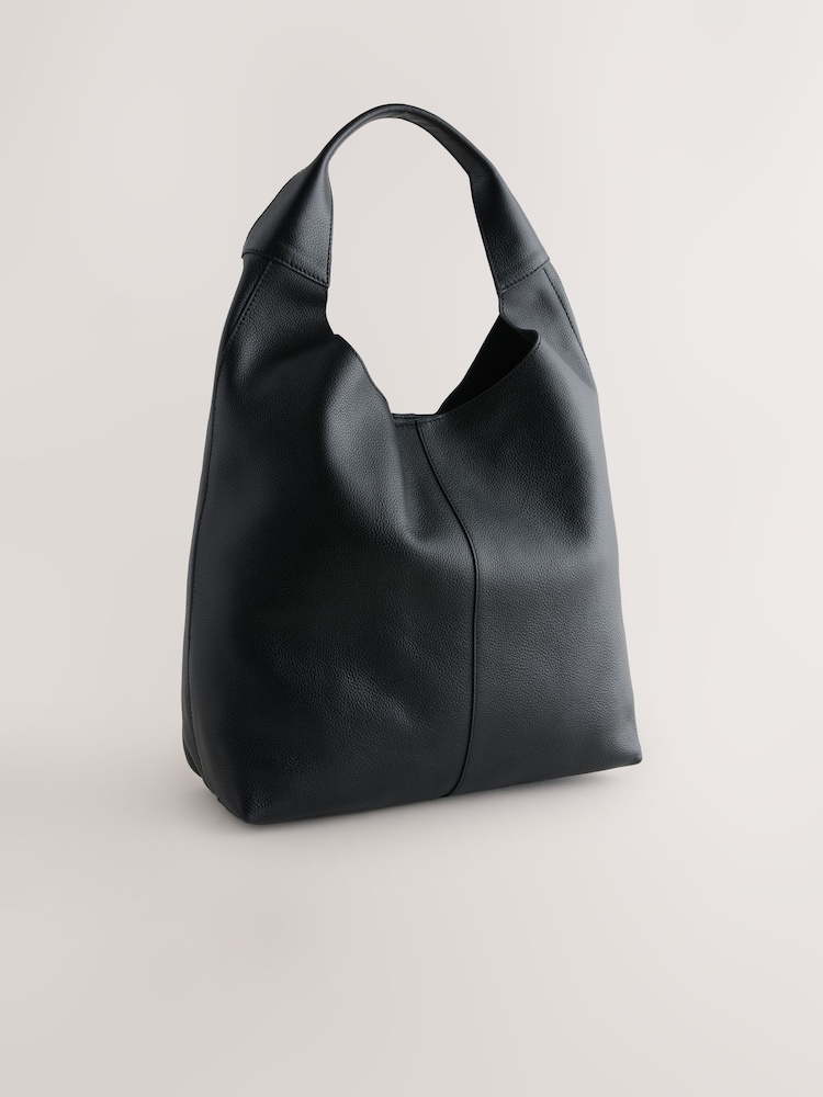 Black Leather Slouchy Shoulder Bag - Image 1 of 5
