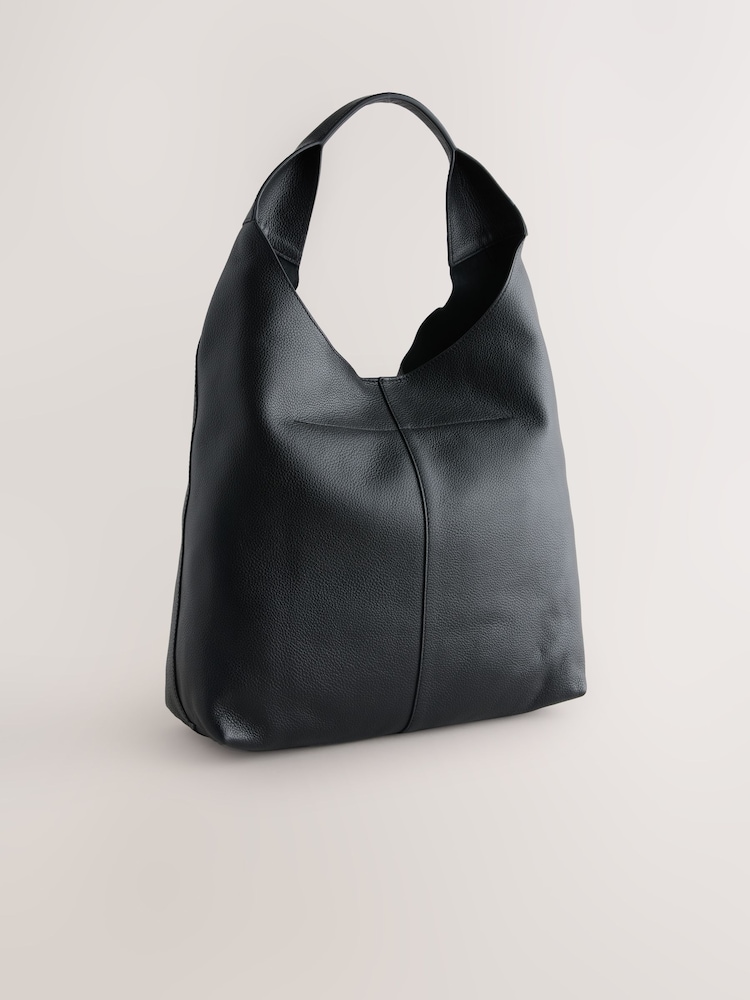 Black Leather Slouchy Shoulder Bag - Image 2 of 5