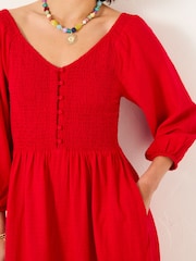 FatFace Adele Red Midi Dress - Image 3 of 4