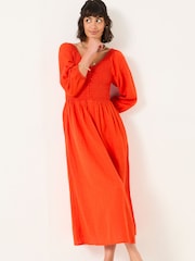FatFace Adele Orange Midi Dress - Image 1 of 5