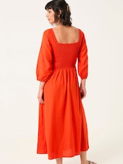 FatFace Adele Orange Midi Dress - Image 2 of 5