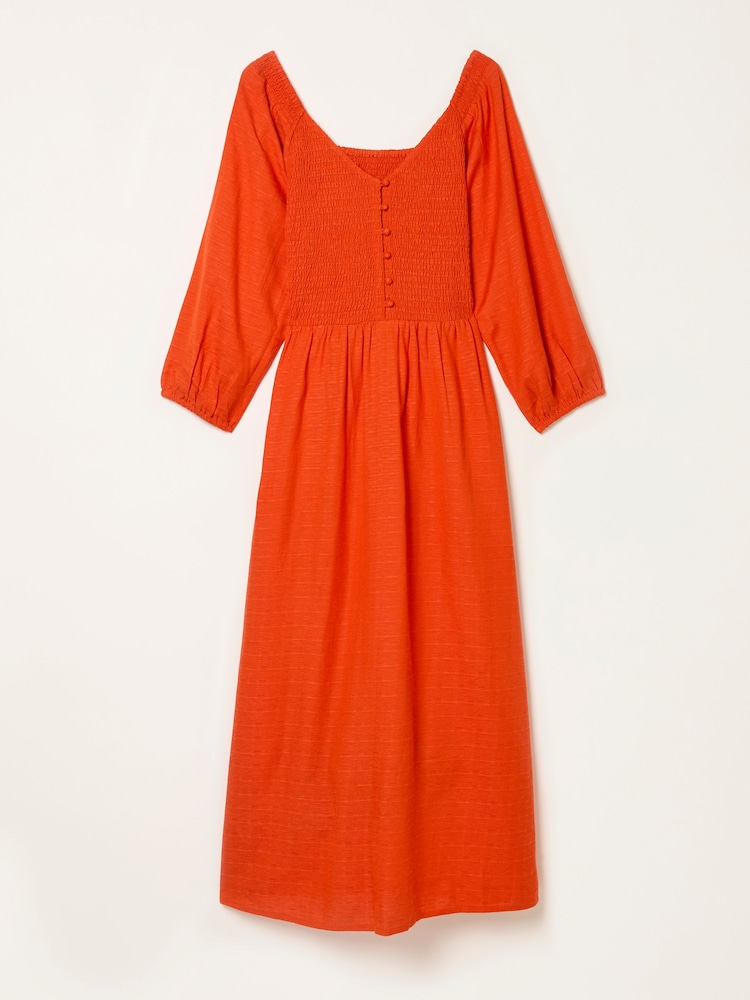 FatFace Adele Orange Midi Dress - Image 5 of 5