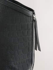 Black Faux Suede Croc Effect Shoulder Bag - Image 5 of 5