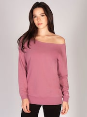 Pineapple Pink Off Shoulder Longline Sweat Top - Image 1 of 4