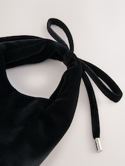 Black Velvet Bow Mini Top Handle Bag - Image 4 of 5