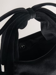 Black Velvet Bow Mini Top Handle Bag - Image 5 of 5