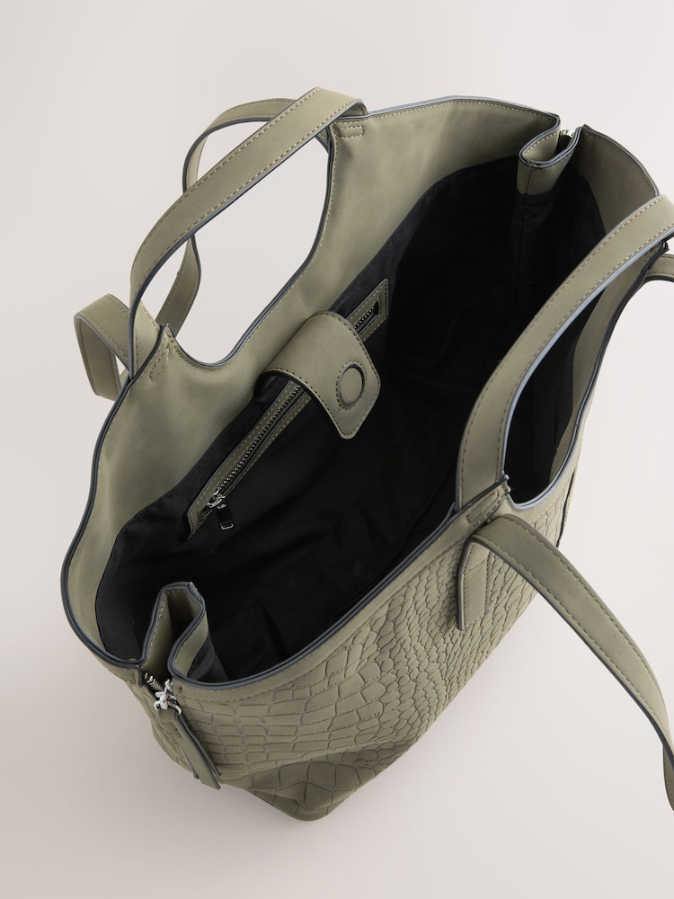 Green Faux Seude Hand Held Bag - Image 5 of 5 Green Faux Seude Hand Held Bag - Image 5 of 5