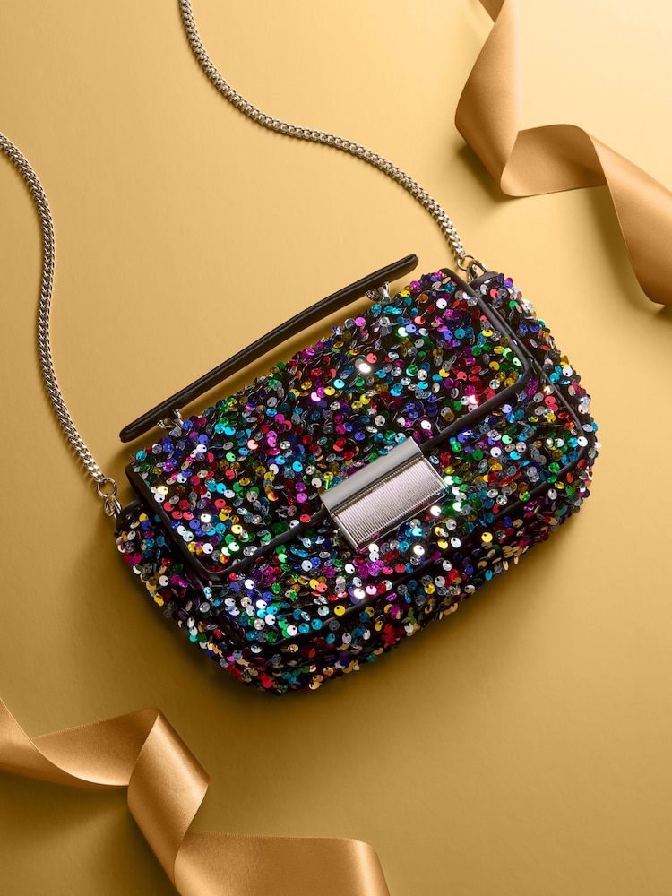 قوس قزح - Sequin Detail Top Handle Bag - صورة 1 من 1