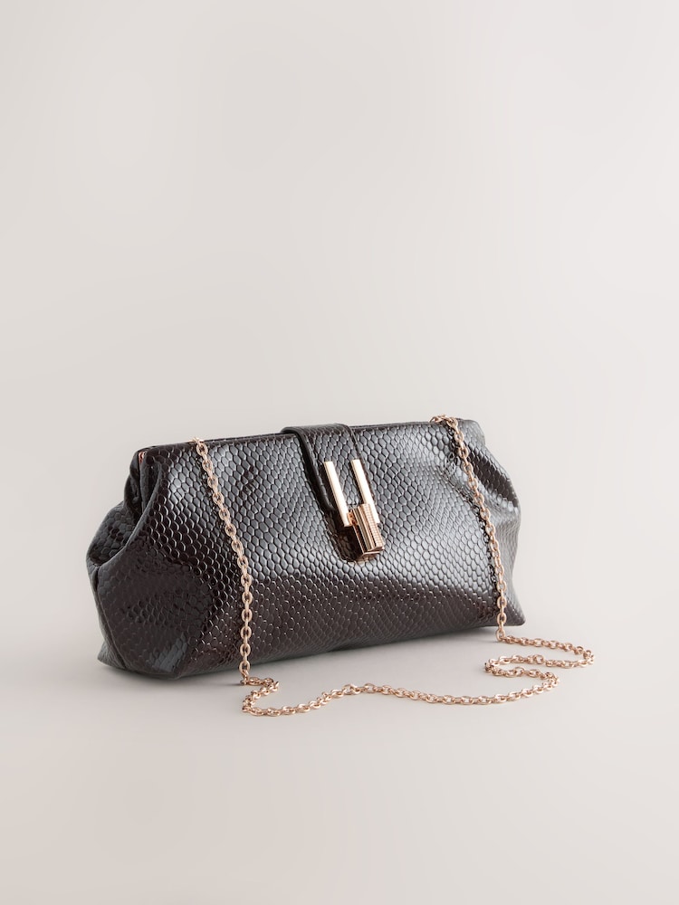 Chocolate Brown Volume Clutch Bag - Image 1 of 5