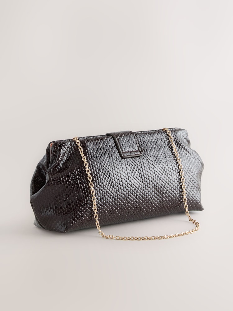 Chocolate Brown Volume Clutch Bag - Image 2 of 5