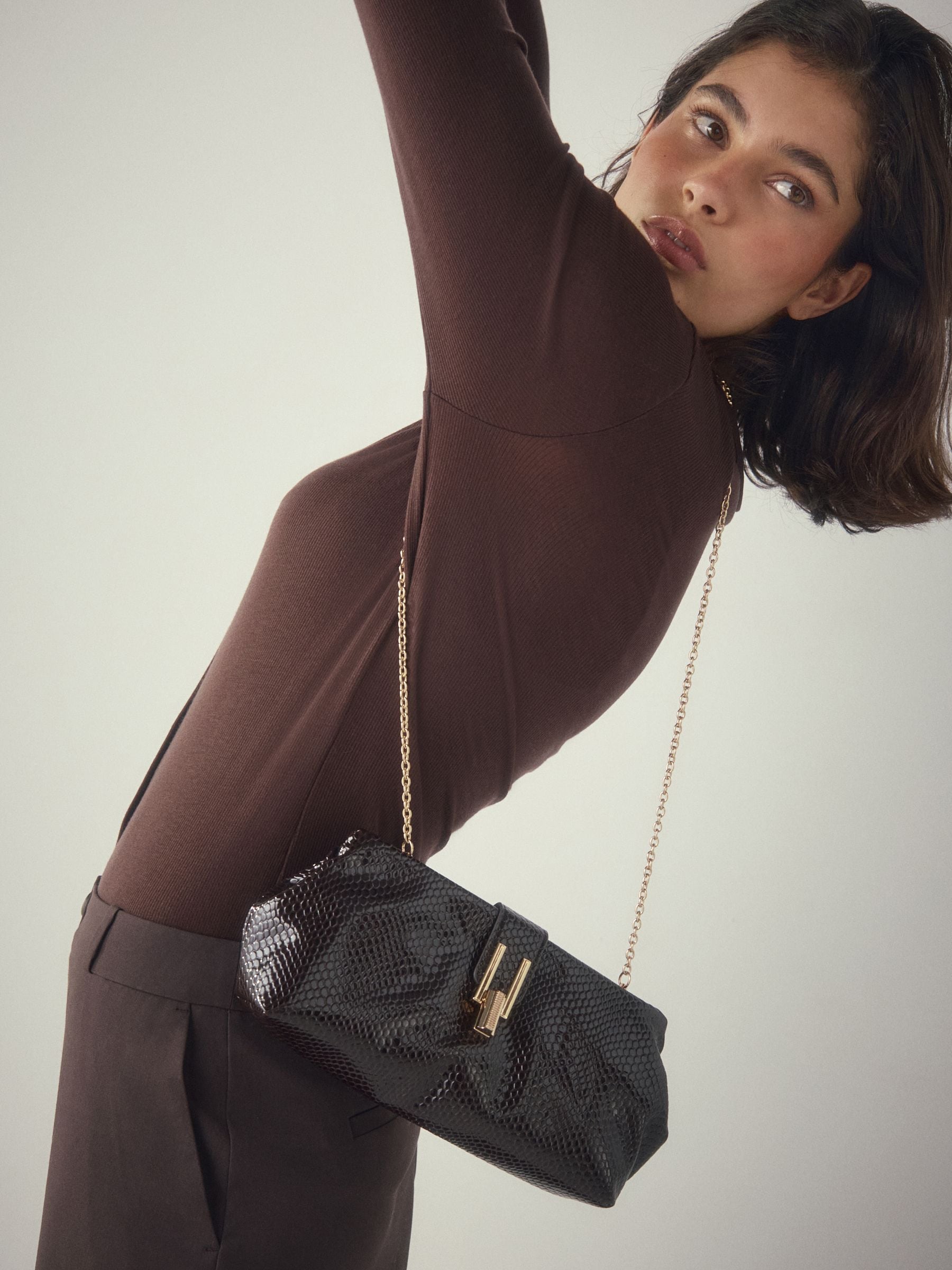 Buy Chocolate Brown Volume Clutch Bag from Next South Africa