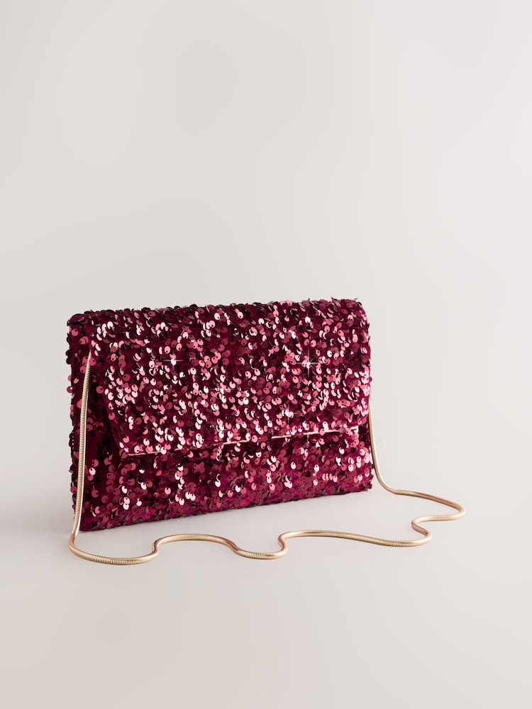 Red Sequin Clutch Bag - Image 1 of 6